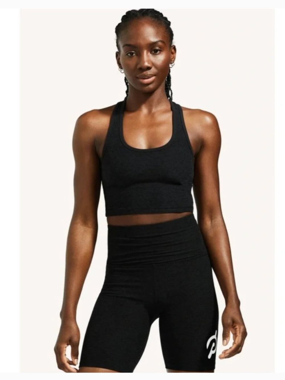Beyond Yoga x Peloton Slip Open Crop Tank Top Black & White Spacedye Size XL - Picture 7 of 7